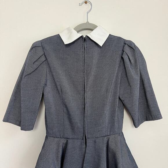 Vintage ACT 1 New York Peplum Pencil Midi Dress Puff Sleeves Collared with Tie 2 - Picture 10 of 16